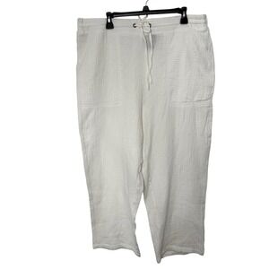 Jones & Co Women's Drawstring Waist Patch Pockets Gauze Cropped Pants